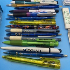 Lot 23 Pharmaceutical Drug Rep Pens, Bag, Calc, Tylenol Viagra Diflucan Etc