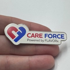 Vintage Care Force FLAVORx Heart Logo Lapel Pin Enamel Red Blue Medical Souvenir