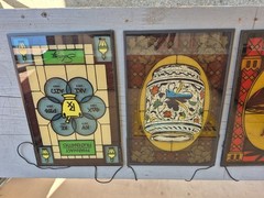 4 Stain Glass Panels Schering Pharmacy Rx Ad Premium USA Bicentennial 1976 VTG
