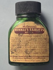 VINTAGE APOTHECARY MCKESSONS HINKLE’S PILL JAR WITH CONTENTS