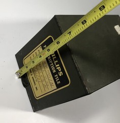 Vintage Phillips Metal File Pharmacy Prescription Box Industrial Rx Green