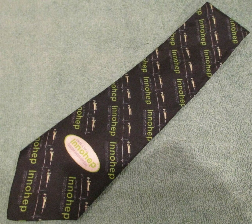 DuPont Pharma necktie with Innohep design 100% silk made in USA RARE promo item