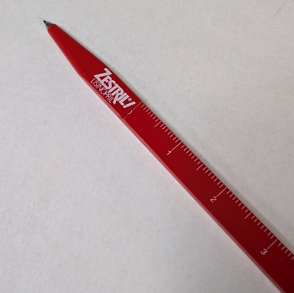 Unique Zestril Red Ruler Pen Drug Rep Pharmaceutical Promo Medical Advertising