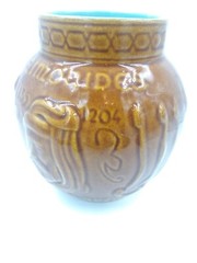 Vintage Schering Pharmacy RX jar crock Brown turquoise Mortar Vase Pottery 5″