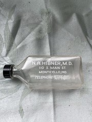Monticello, IN 5 Oz. Drug Dose Bottle For Dr. N.A. HIBNER, M.D.- c. 1930