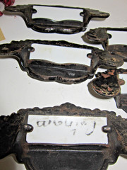 1800s Apothecary Drawer Pulls Handles Knobs Label Under Glass Pharmacy Cabinet