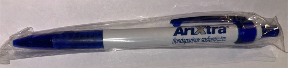 Drug Rep ARIXTRA Collectible plastic Pen blue and white in original packaging