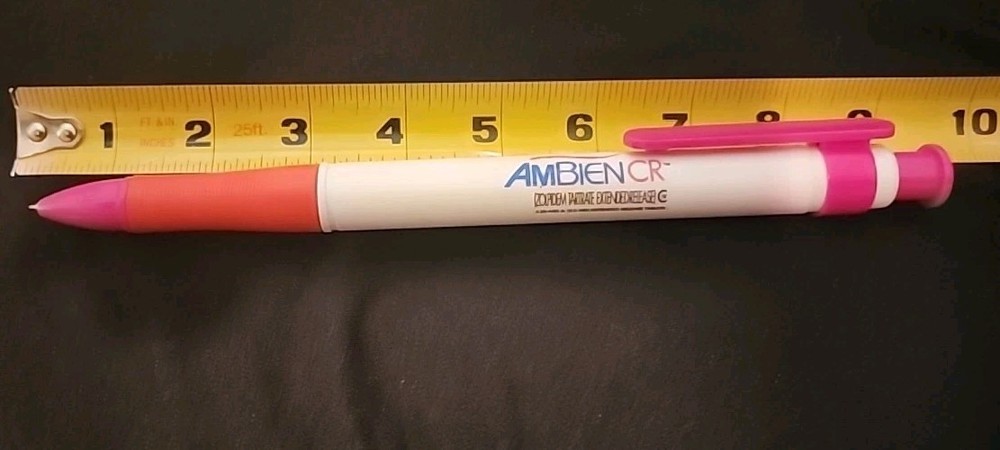 GIANT AMBIEN CR PEN HUGE ZOLPIDEM SLEEPING PILL ADVERTISEMENT WHITE PINK