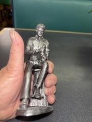 Vintage Handcrafter Pewter PHARMACIST Druggist Statue 6″ Male w Mortar Pestle