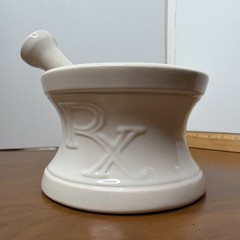 VINTAGE RX Pharmacy DISPLAY Large Mortar and Pestle White