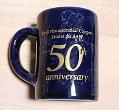 Knoll Pharmaceuticals AAFP 50th Anniversary Mini Mug, Shot Glass, Toothpick Blue