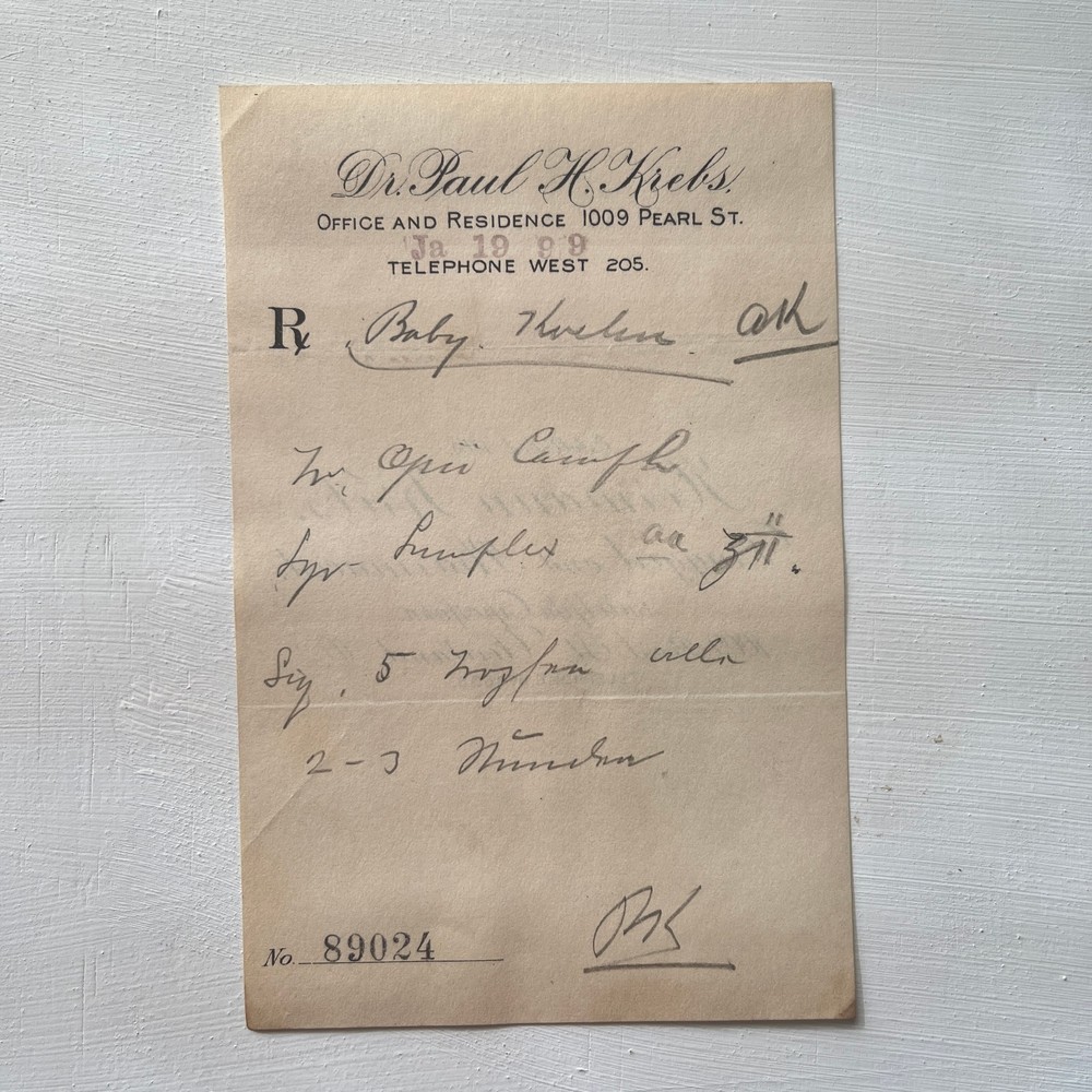 Antique Pharmacy Apothecary Prescription RX 1800s Opium Camphor Tincture Drug