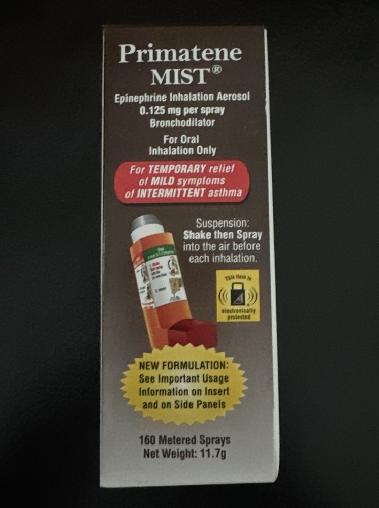 Primatene Mist Epinephrine Inhalation Aerosol 160 Sprays EXP 08/2026