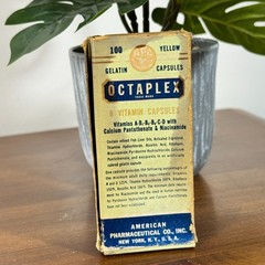 Vintage Octaplex 8 Vitamin Capsules Bottle and Original Box Apothecary Collector