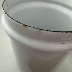 Vintage White 7” Enameled Apothecary Jar with Lid Laboratory Collectible Decor