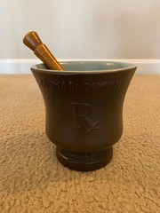 Vintage Schering Coricidin Apothecary Mortar & Pestle Cosmas & Damian