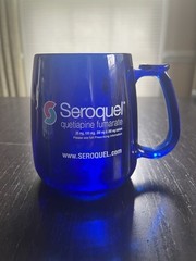 Seroquel Pharmaceutical Sales Rep Promotional Mug Cobalt Blue Heavy Acrylic