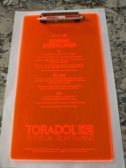 TORADOL Clipboard w/Bic Pen-Never Used-Pharmaceutical Drug Rep Promo Neon Orange