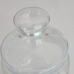 American Medical Products Promo Clear Glass Jar Blue Writing 6″ VTG Retro