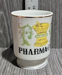 1950’s Pharmacist Advertising Shaving Mug Pure Medicine Chemicals Drugs Cup