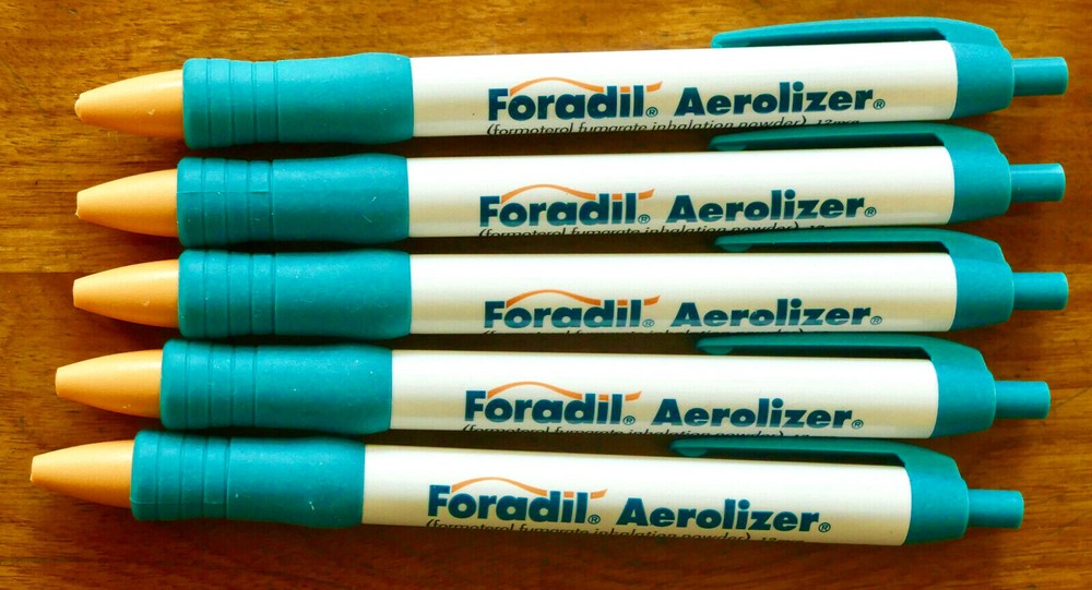 FORADIL Drug Rep Pharmaceutical PENS NOS NEW Case Lot 5 Stored unused RubberGrip