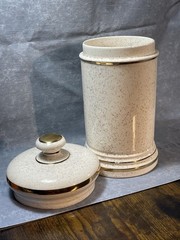 Ceramic Apothecary Pharmacy Jar Lythrum Salicaria Lidded Canister
