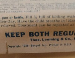 Children’s Ben-Gay, Methyl Salicylate! ©1953, 1958, chest colds & muscular pain