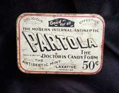 Old Medicine Tin Partola Doctor Candy Antiseptic Mint Laxative Jersey City NJ