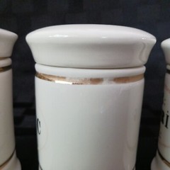 Vintage Style Porcelain European Script Apothecary Jar Set/3
