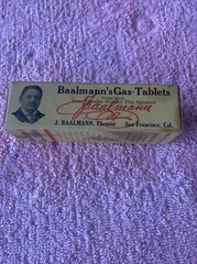 VINTAGE BAALMANN’S GAS TABLETS JAR IN BOX W/ PAPERS FULL RARE Bin #2