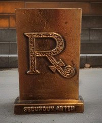 Pharmacy Brass 5 Inch Paperweight „SECUNDUM ARTEM“ Tinactin Advertising 1976