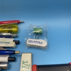 Lot 23 Pharmaceutical Drug Rep Pens, Bag, Calc, Tylenol Viagra Diflucan Etc