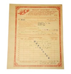Vintage 1944 U.S. Treasury Narcotics Order Form Opium Coca Leaves Duplicate