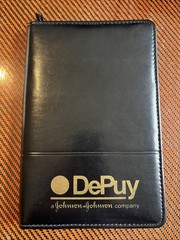 Depuy Johnson & Johnson Co. Leather Leeds Notebook Organizer Leather Black Rare