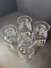 4 MCM Apothecary Pharmacy Medical Rx Gold Trim Footed Bar Drinking Glasses