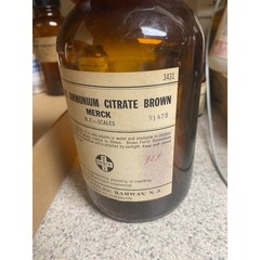 Vintage Merck Ferric Ammonium Citrate Apothecary Bottle Amber 1lb
