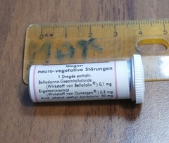 Vtg SANDOZ BELLERGAL MED. TIN BOX, Swiss Belladonna Gynergen Acid-Barbitulric