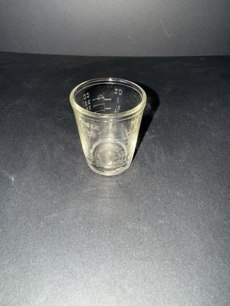 Vintage MEINECKE & CO NEW YORK Medicine Dose Glass Shot Glass, Embossed Clear