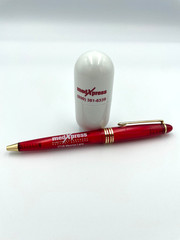 VTG MedXpress Capsule Highlighter with Red & Gold Ballpoint Drug Rep Promo Pen