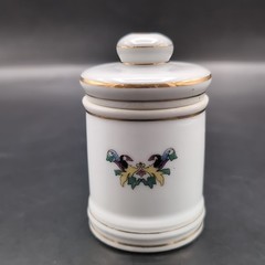 VTG Porcelain Apothecary Jar Vitamin Gold Trim DOM
