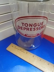 VTG AS Aloe Glass Tongue Depressor Apothecary Jar Profex Lid Medical USA 1950s