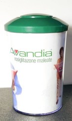 VINTAGE PHARMACEUTICAL ADVERTISEMENT – „AVANDIA“ Plastic Container – Green/white