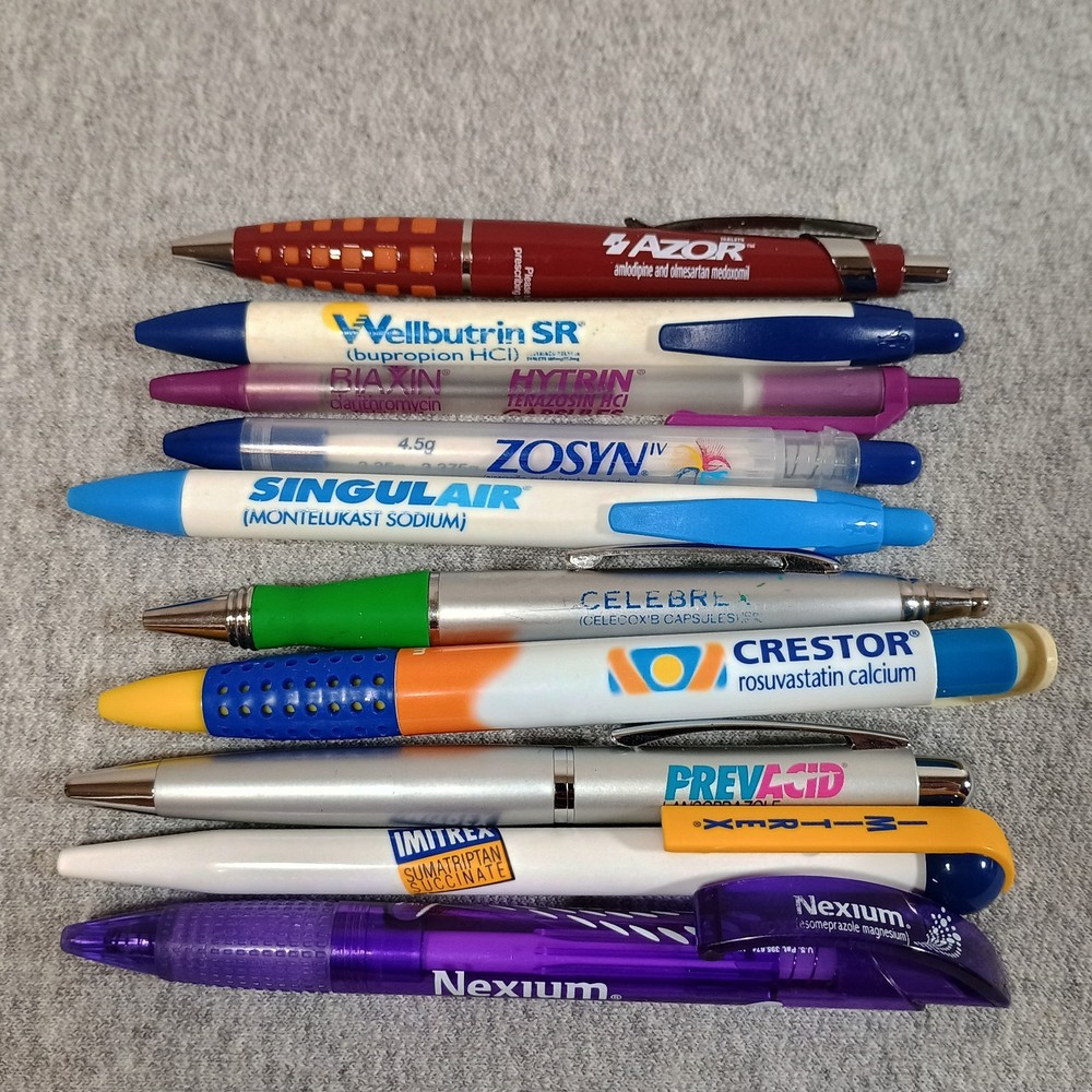 Pharmaceutical Drug Rep Pen Lot of 10 Advertising Promo Metal & Plastic