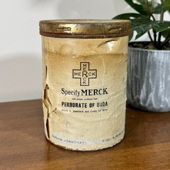 Vintage Merck 1 lb Sodium Perborate of Soda Container Apothecary Display