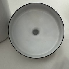 Vintage White 7” Enameled Apothecary Jar with Lid Laboratory Collectible Decor
