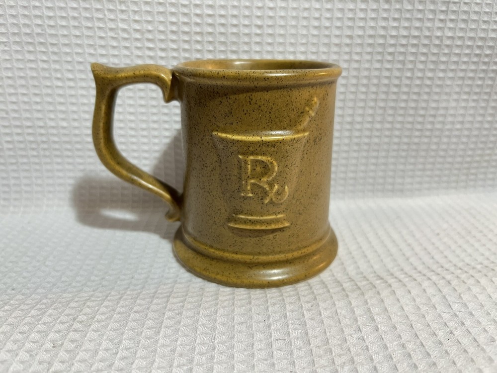 “PHARMACIST” Brown Speckled/Embossed Scales & Rx Mortar&Pestle-Col. Tankard/Mug