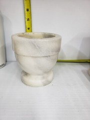 Vintage Marble Mortar And Pestle Footed White Gray Apothecary Drug Store