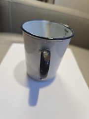 Vtg 16oz 500Gr. Medical Hygienic White Blue Enamel Measuring Cup Czechoslovakia