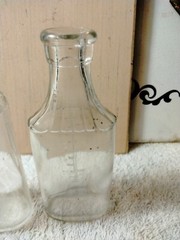 Pair Of Vintage Rectangular Bottle, Clear Glass, Medicine or Pharmacy
