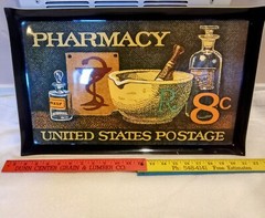 Vintage Pharmacy United States Postage 8¢ Heavy Plastic Tray 21 x 13” 1970’s bar